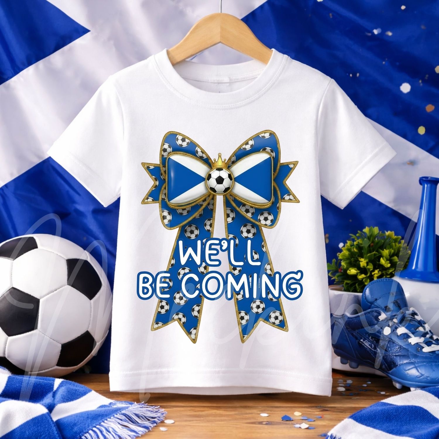 Scotland Blue Bow Football DTF or UVDTF Decal