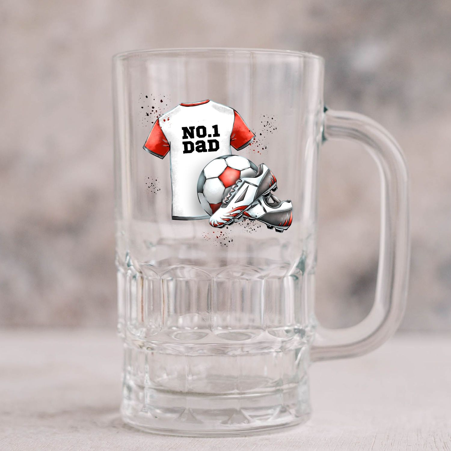 No1 Dad Red Football Kit UVDTF or DTF Decal