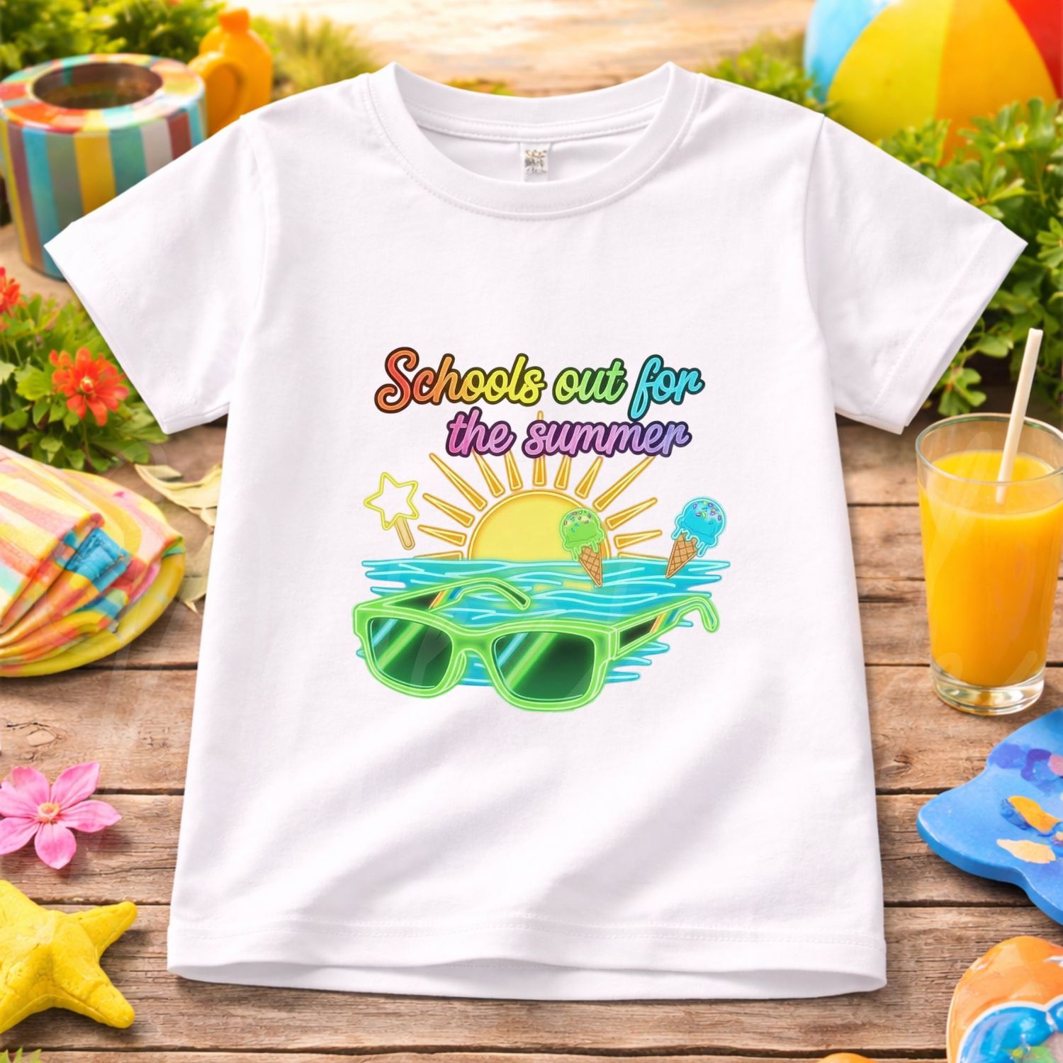 Schools Out For The Summer Green Glasses UVDTF or DTF Decal