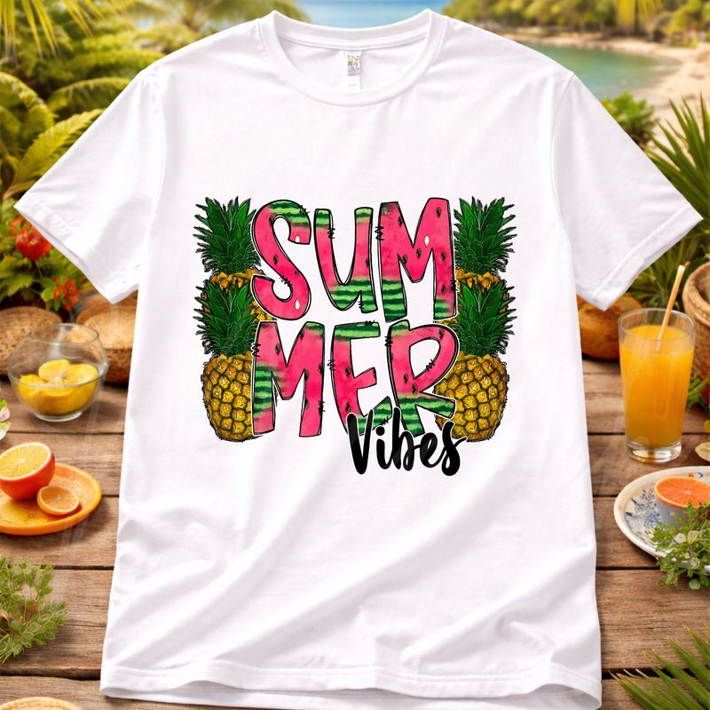 Pineapple Summer Vibes UVDTF or DTF Decal