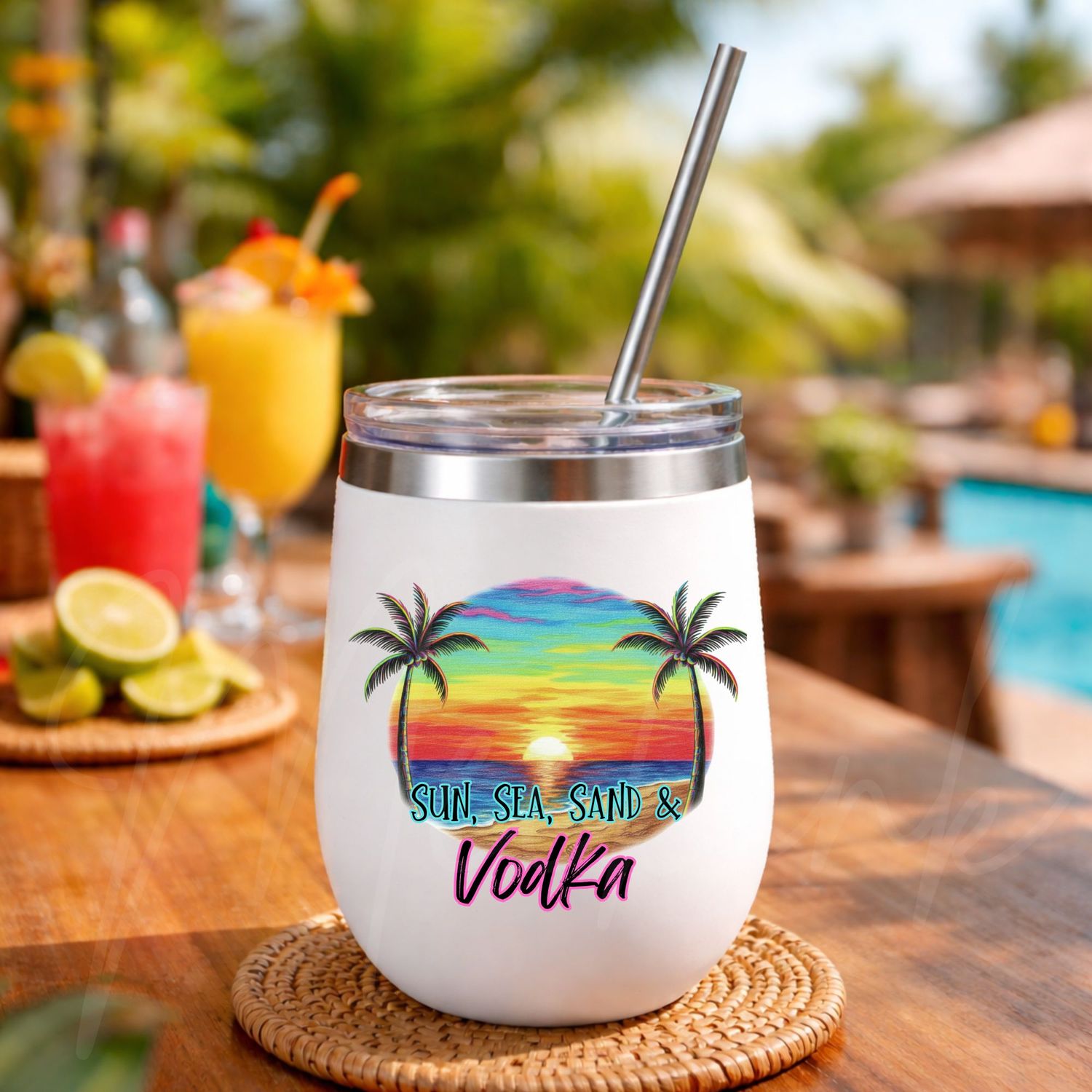 Sun, Sea, Sand &amp; Vodka UVDTF or DTF Decal