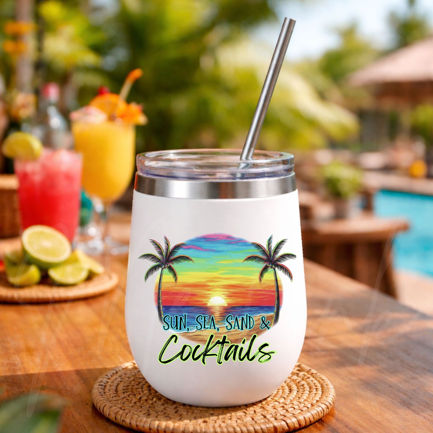 Sun, Sea, Sand &amp; Cocktails UVDTF or DTF Decal
