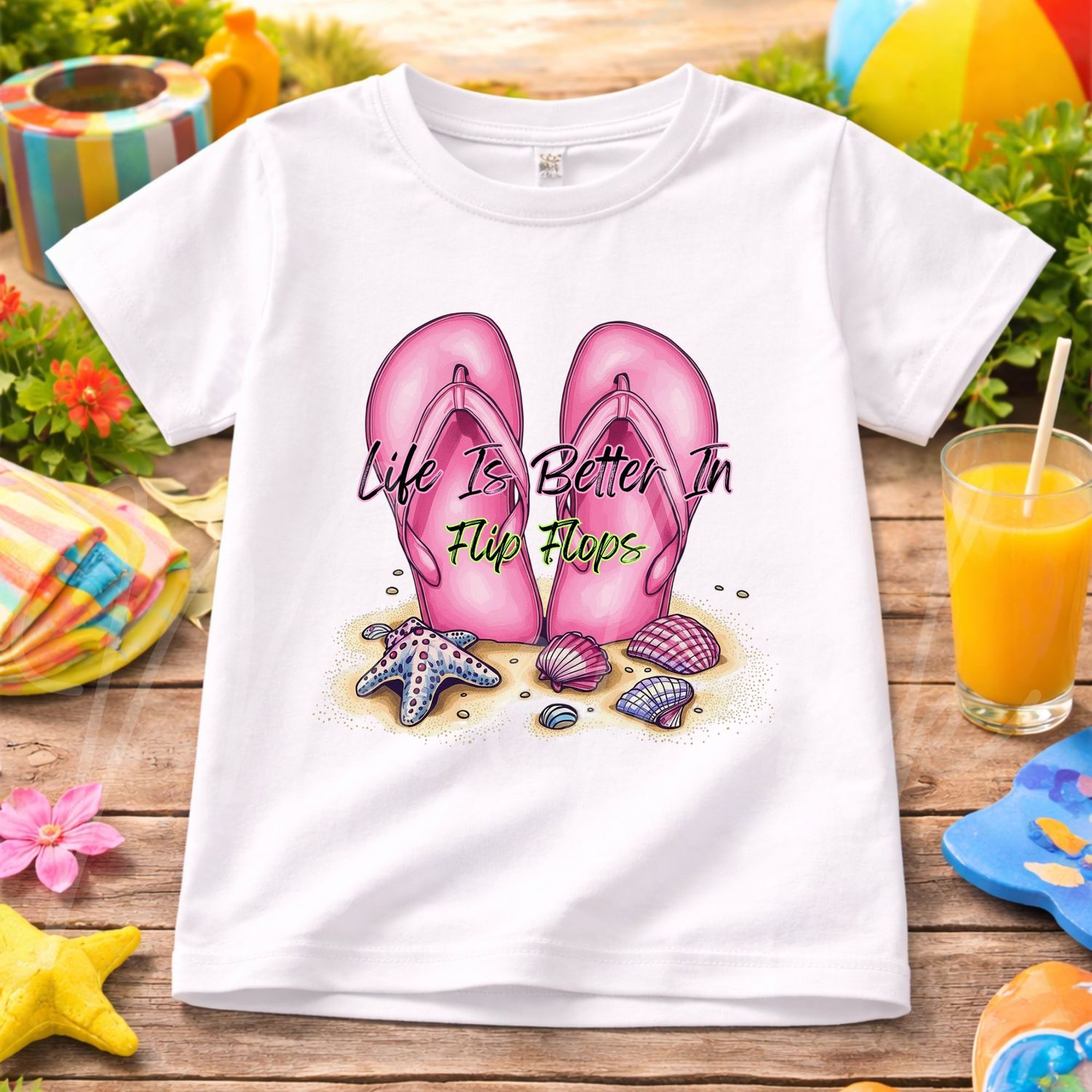 Life Is Better In Flip Flops Pink UVDTF or DTF Decal