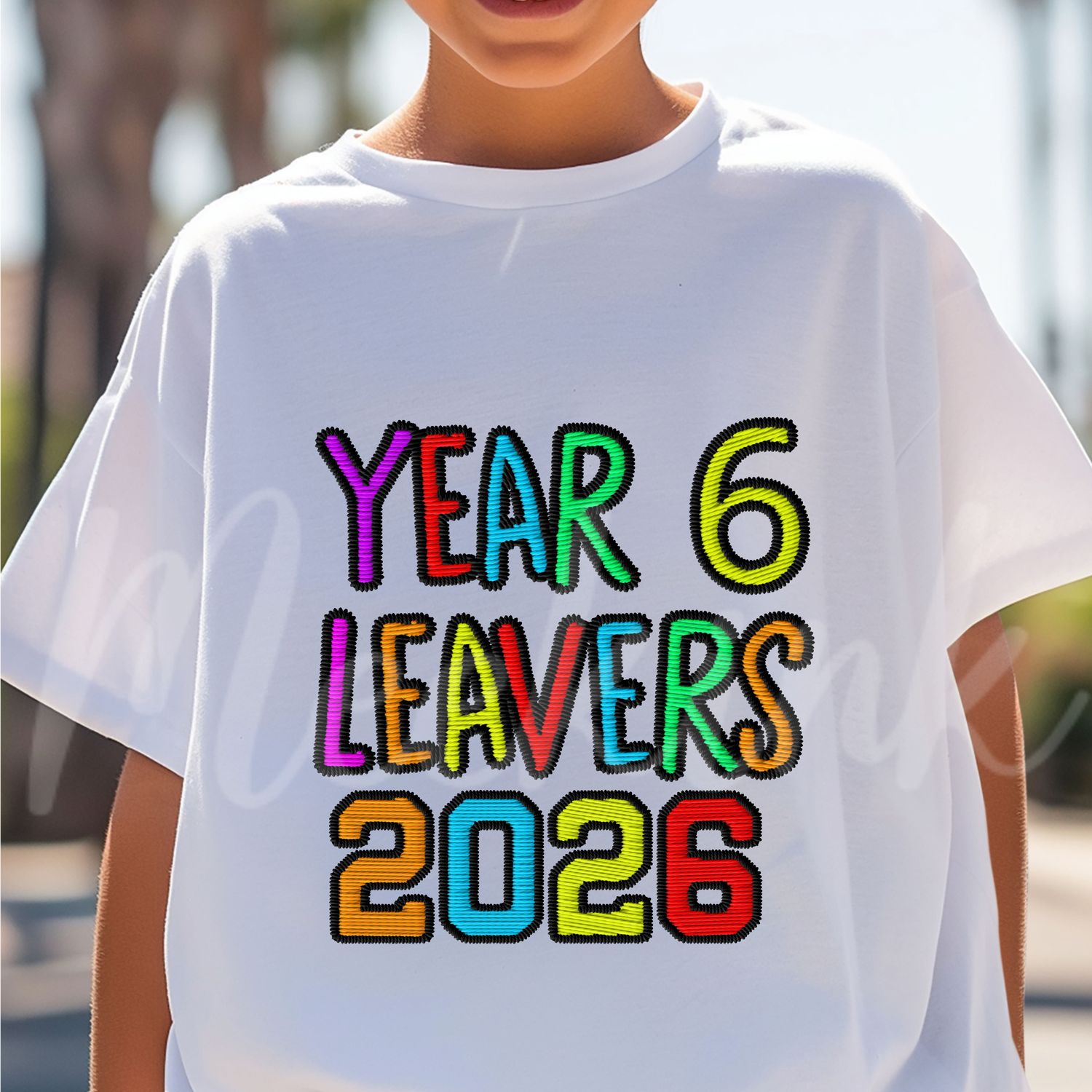 Faux Embroidery Effect Year 6 2026 School Leavers DTF