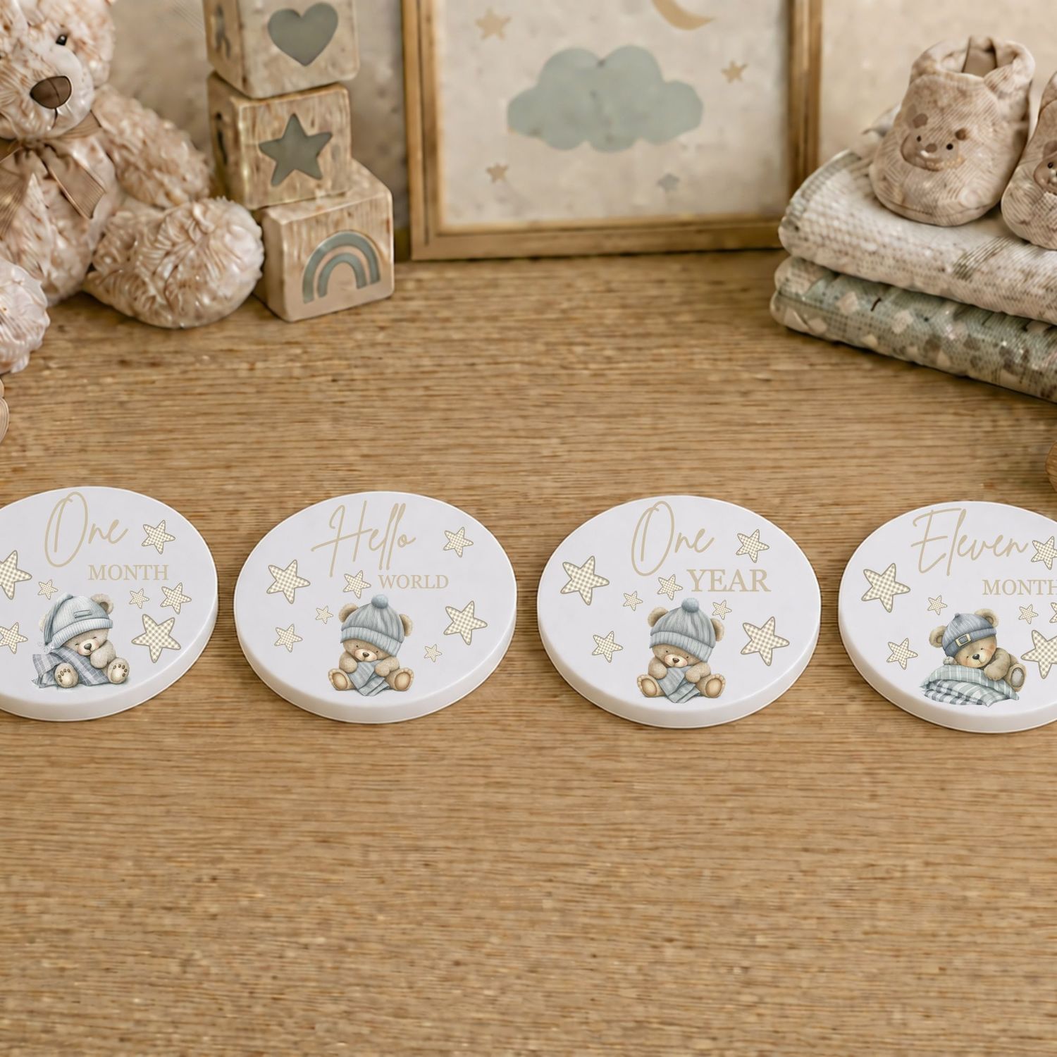 Sleepy Bear Natural Baby Milestone UVDTF Or DTF x13 Decals