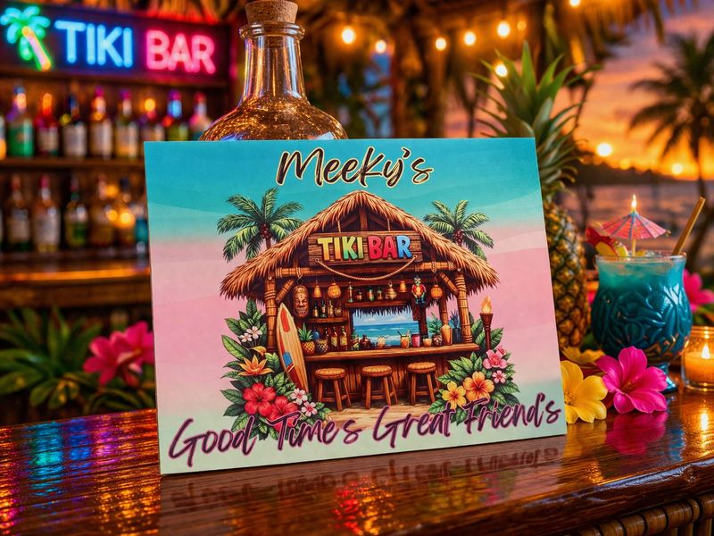 TIKI Bar Sign A5 Sublimated Metal Sign