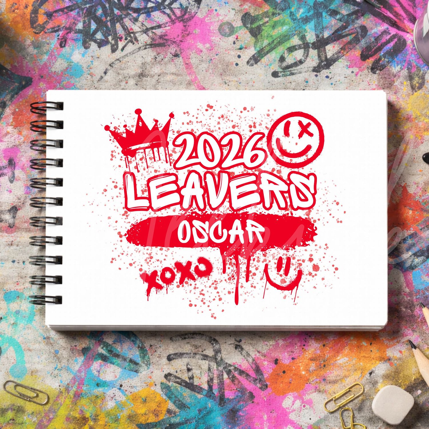Red Graffiti Leavers Book 2026 DTF or UVDTF Decal