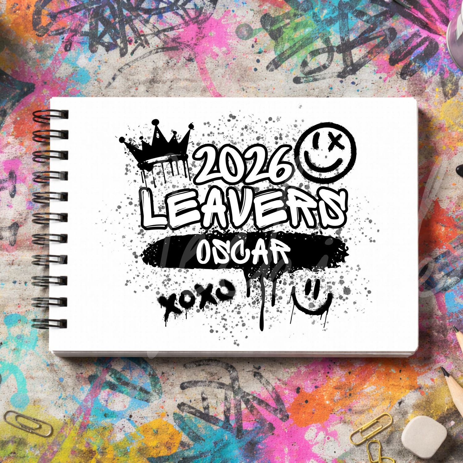 Black Graffiti Leavers Book 2026 DTF or UVDTF Decal