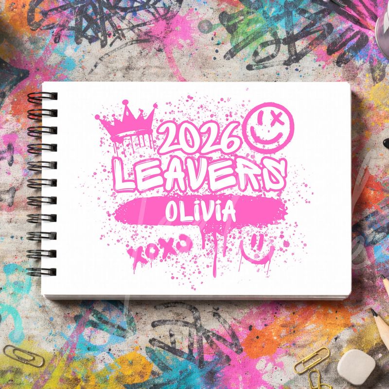 Pink Graffiti Leavers Book 2026 DTF or UVDTF Decal