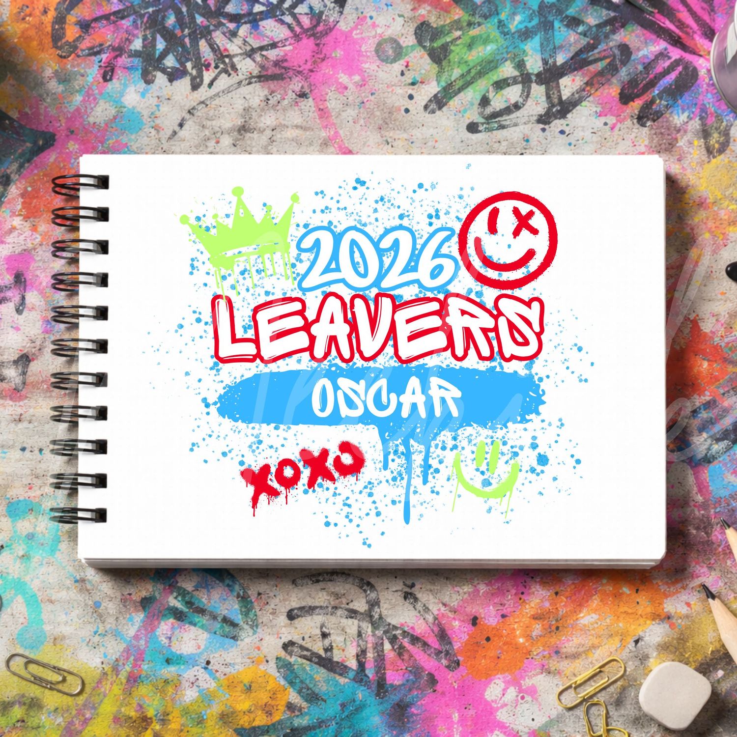Red/Green/Blue Graffiti Leavers Book 2026 DTF or UVDTF Decal