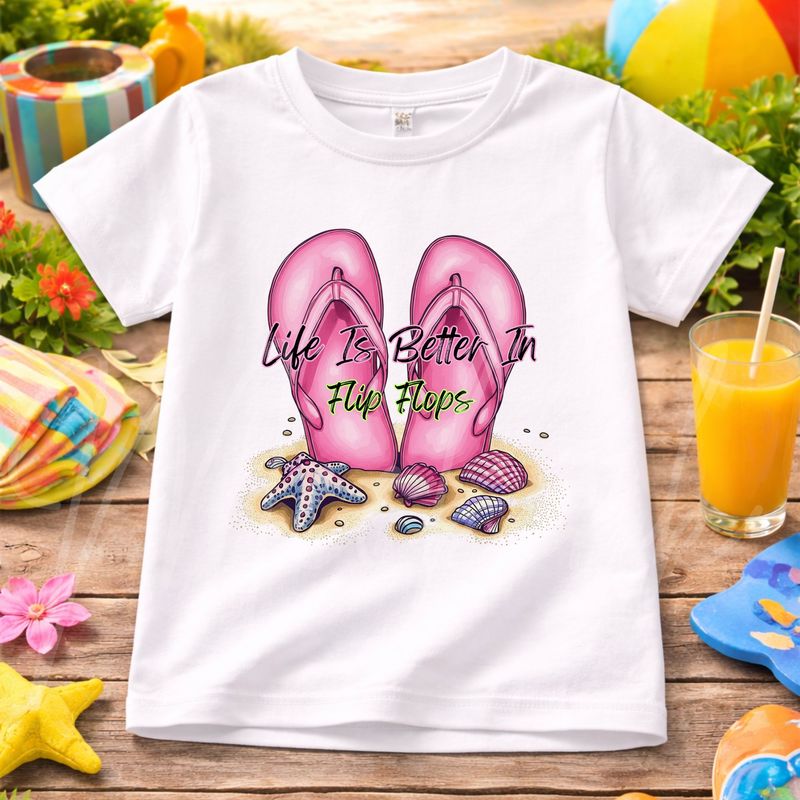 Life Is Better In Flip Flops Pink 15cm DTF PRINT