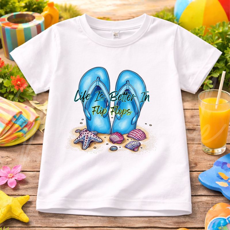 Life Is Better In Flip Flops Blue 15cm DTF PRINT