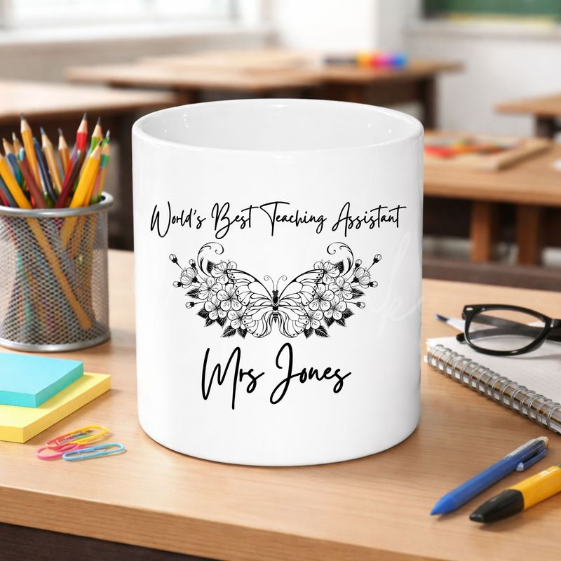 Butterfly Teacher Line Art UVDTF or DTF Decal