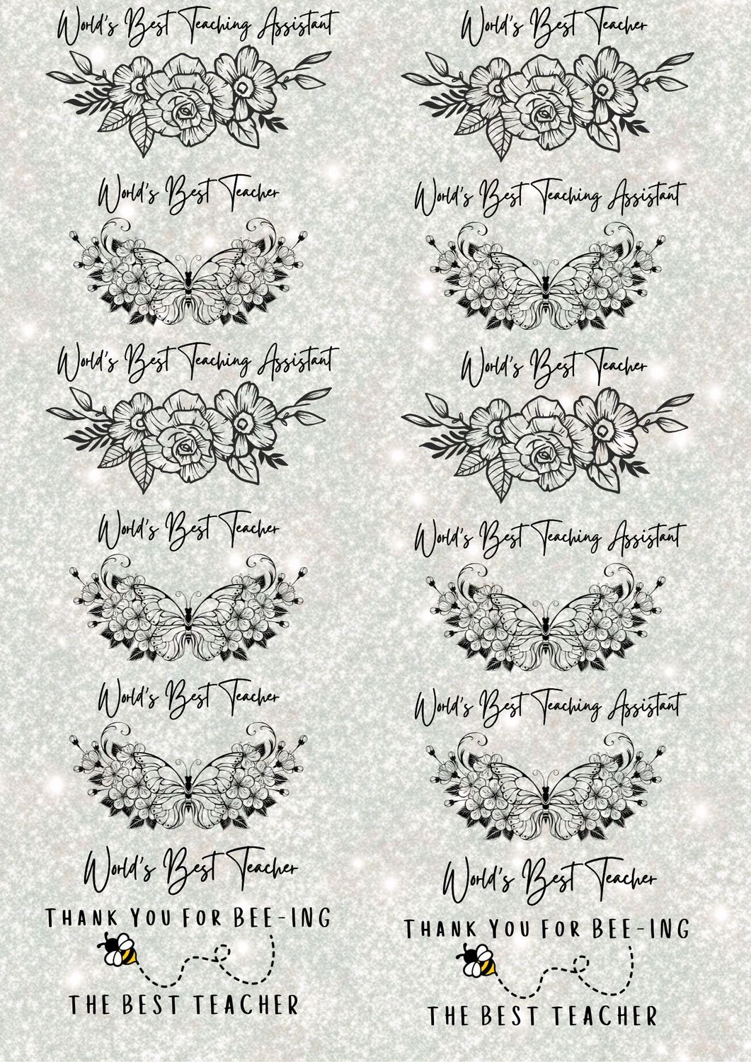 Teacher Line Art A3 UVDTF - DTF or SUB