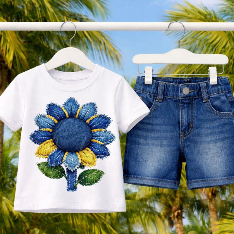 Sun Flower 1 Denim Effect DTF or UVDTF Decal