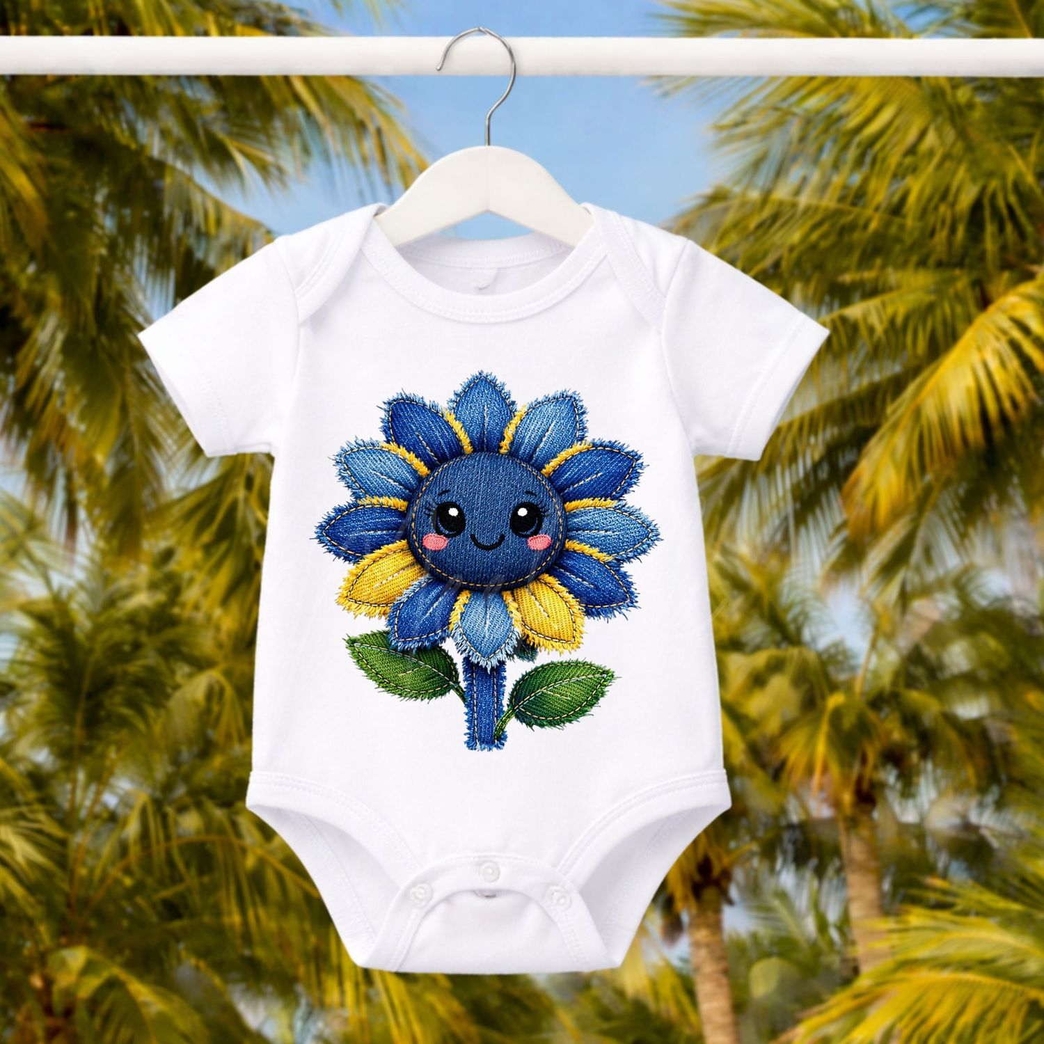 Sun Flower 2 Denim Effect DTF or UVDTF Decal