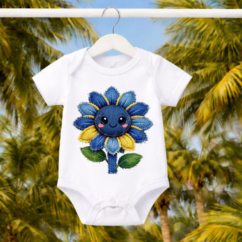 Sun Flower 2 Denim Effect DTF or UVDTF Decal