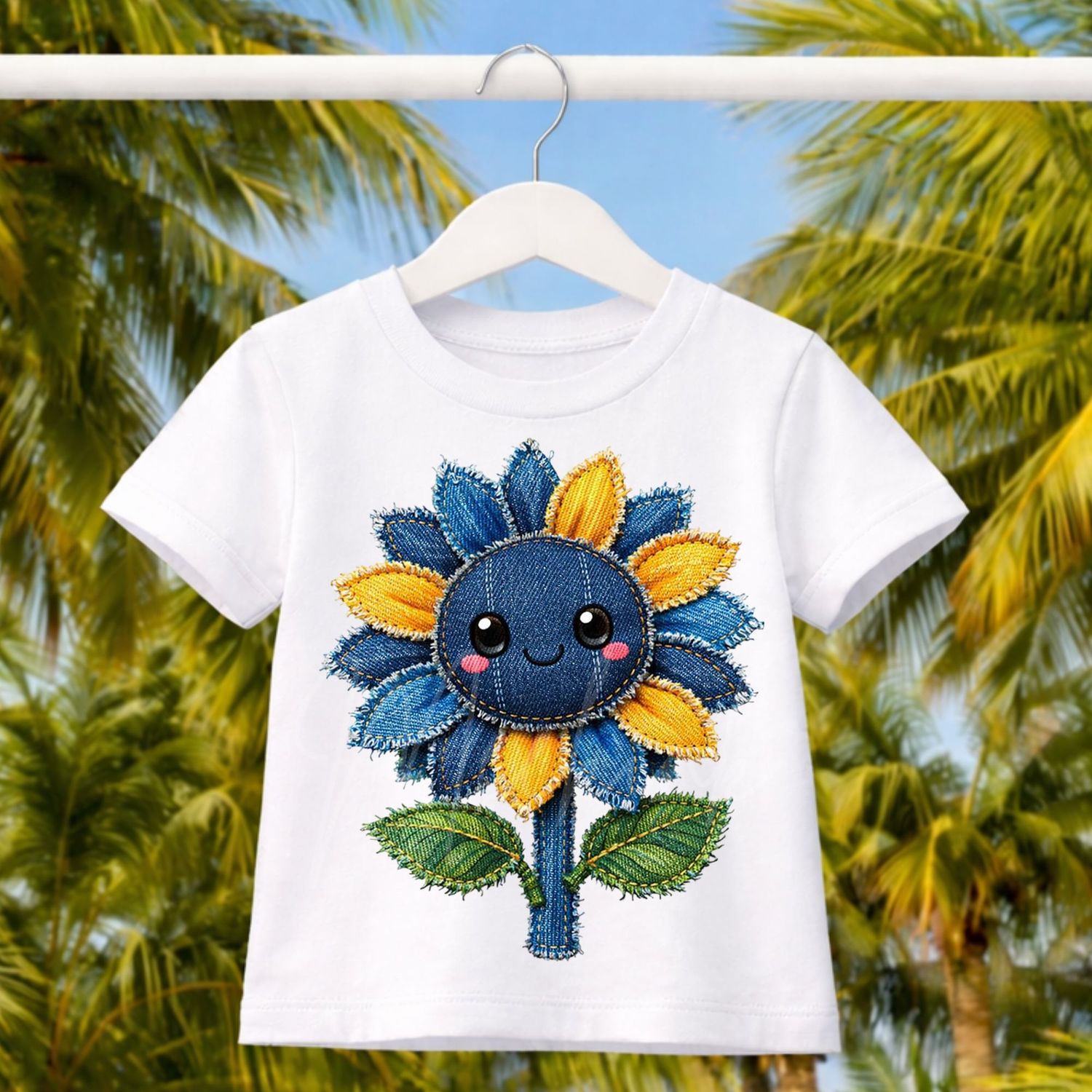 Sun Flower 3 Denim Effect DTF or UVDTF Decal