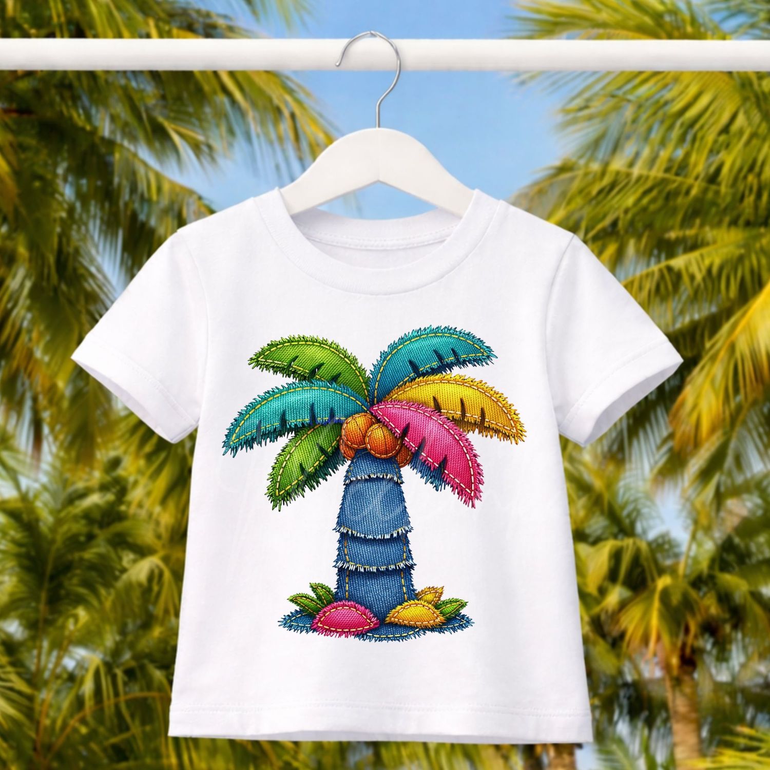 Palm Tree 3 Denim Effect DTF or UVDTF Decal