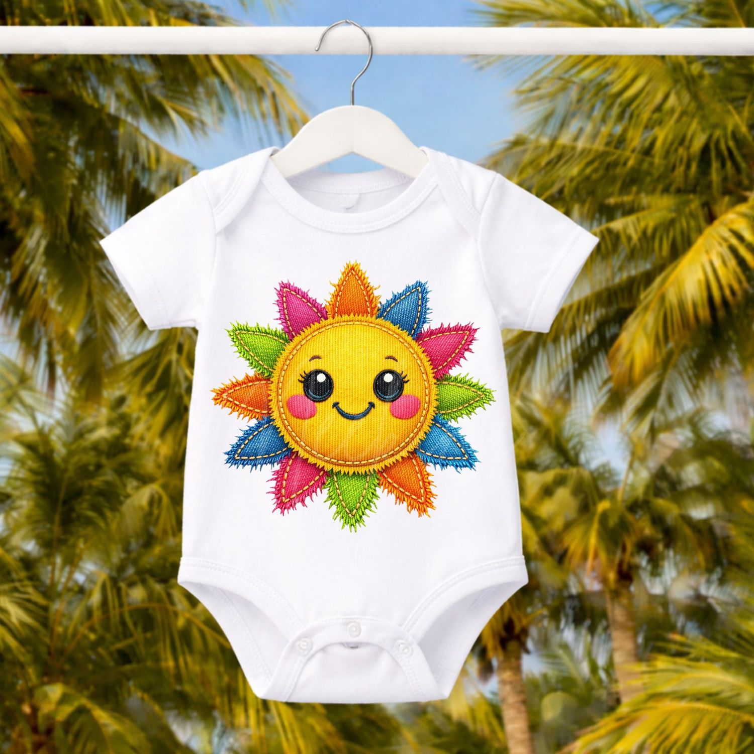 Sunshine Cute Face Denim Effect DTF or UVDTF Decal