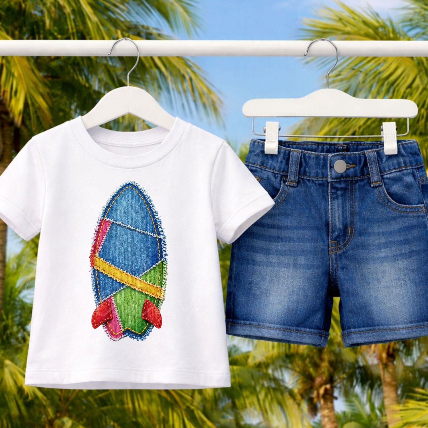 Surf Board 2 Denim Effect DTF or UVDTF Decal