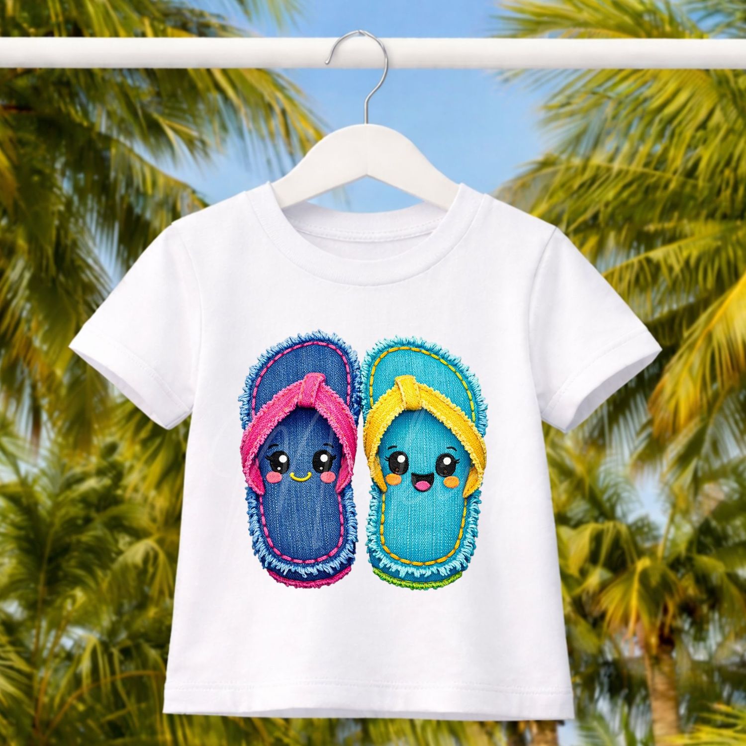 Flip Flops Denim Effect DTF or UVDTF Decal