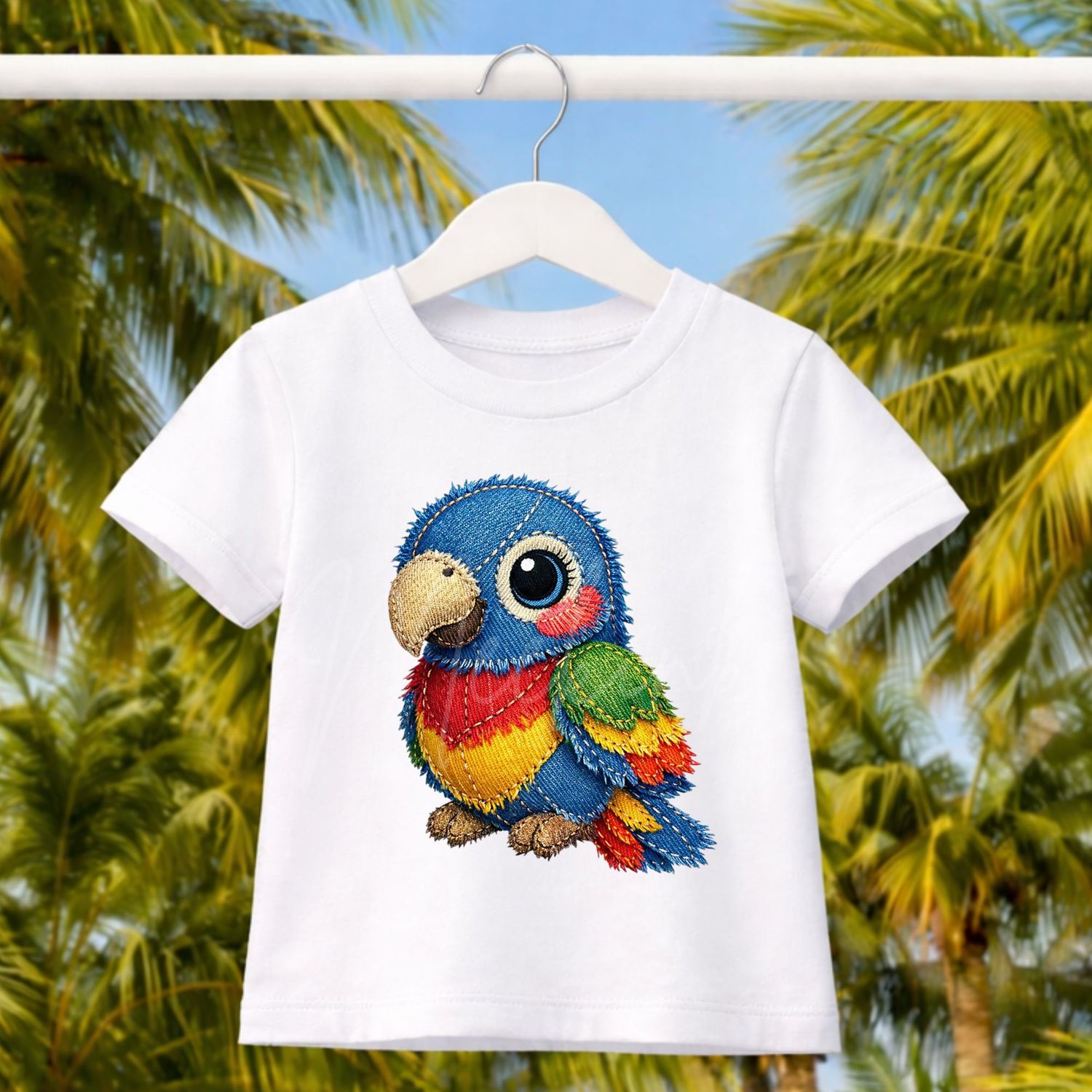 Parrot Denim Effect DTF or UVDTF Decal