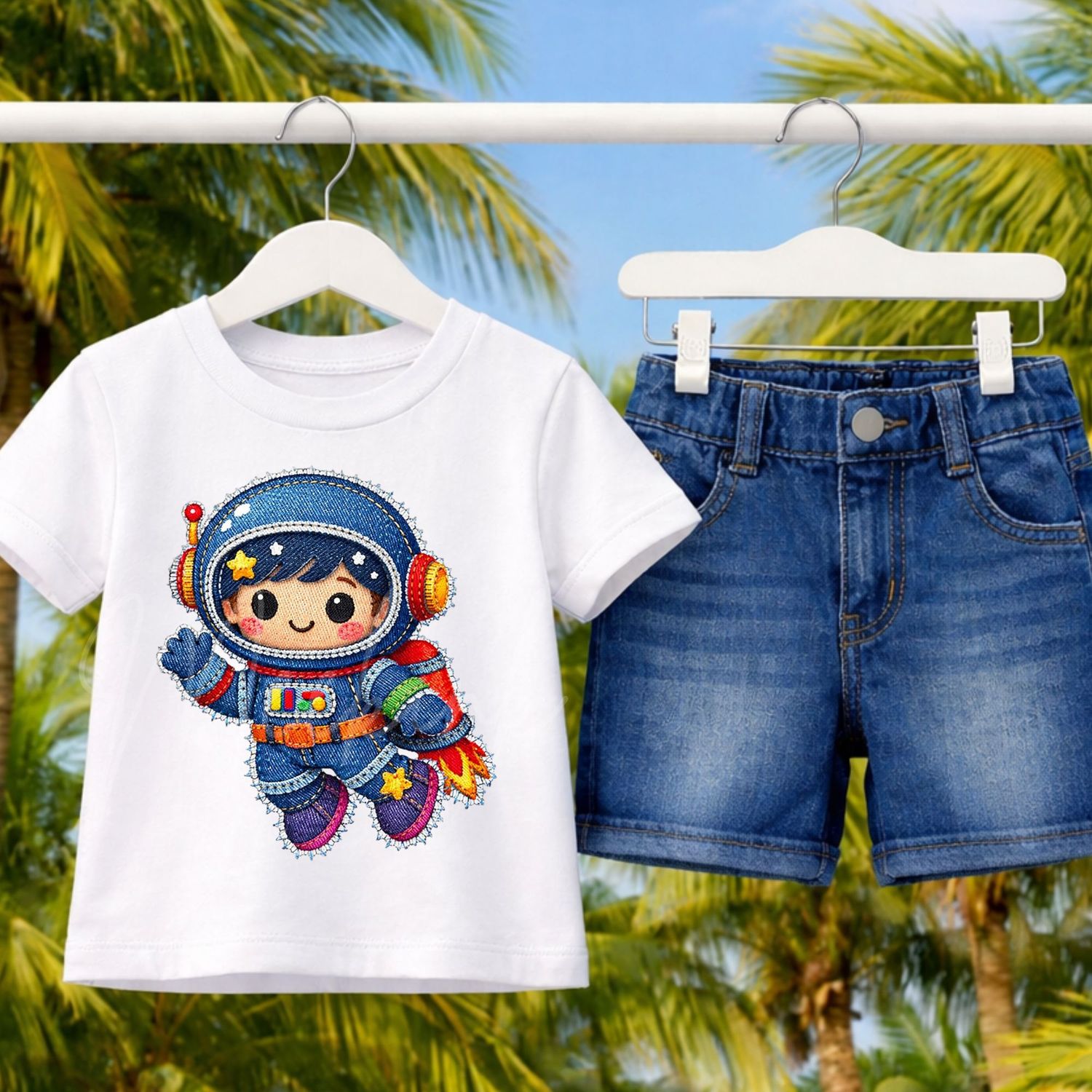 Astronaut Denim Effect DTF or UVDTF Decal