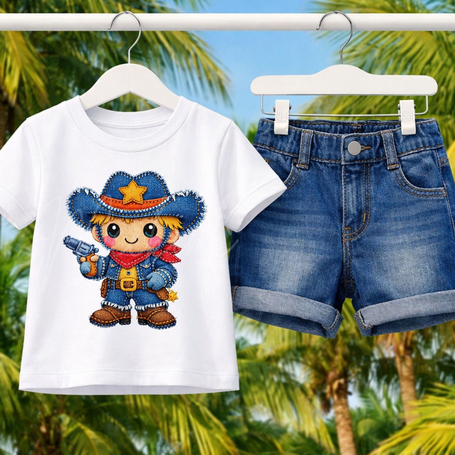 Cow Boy Denim Effect DTF or UVDTF Decal