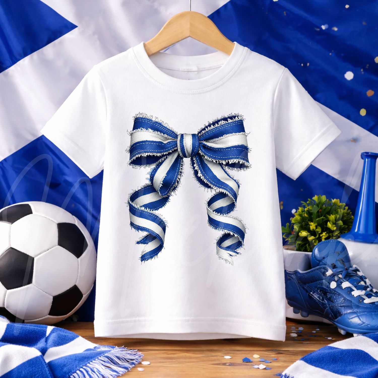 Scottish Hair Bow Denim Effect DTF or UVDTF Decal
