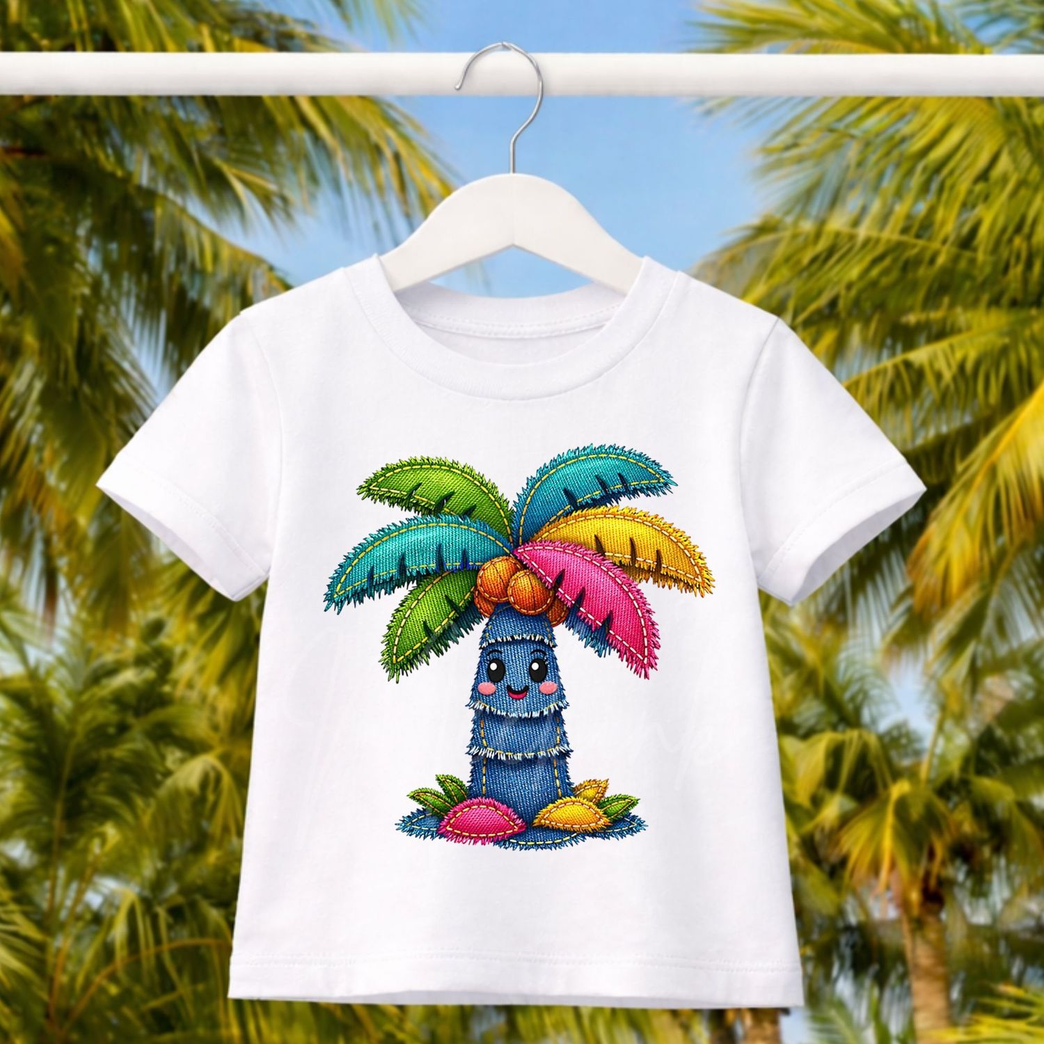 Palm Tree 1 Denim Effect DTF or UVDTF Decal