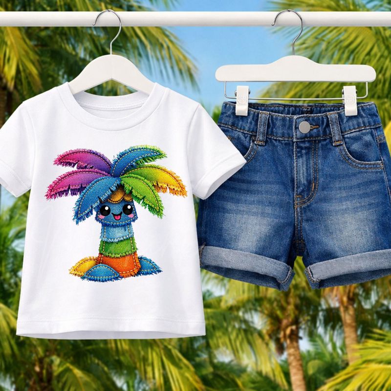 Palm Tree 2 Denim Effect DTF or UVDTF Decal
