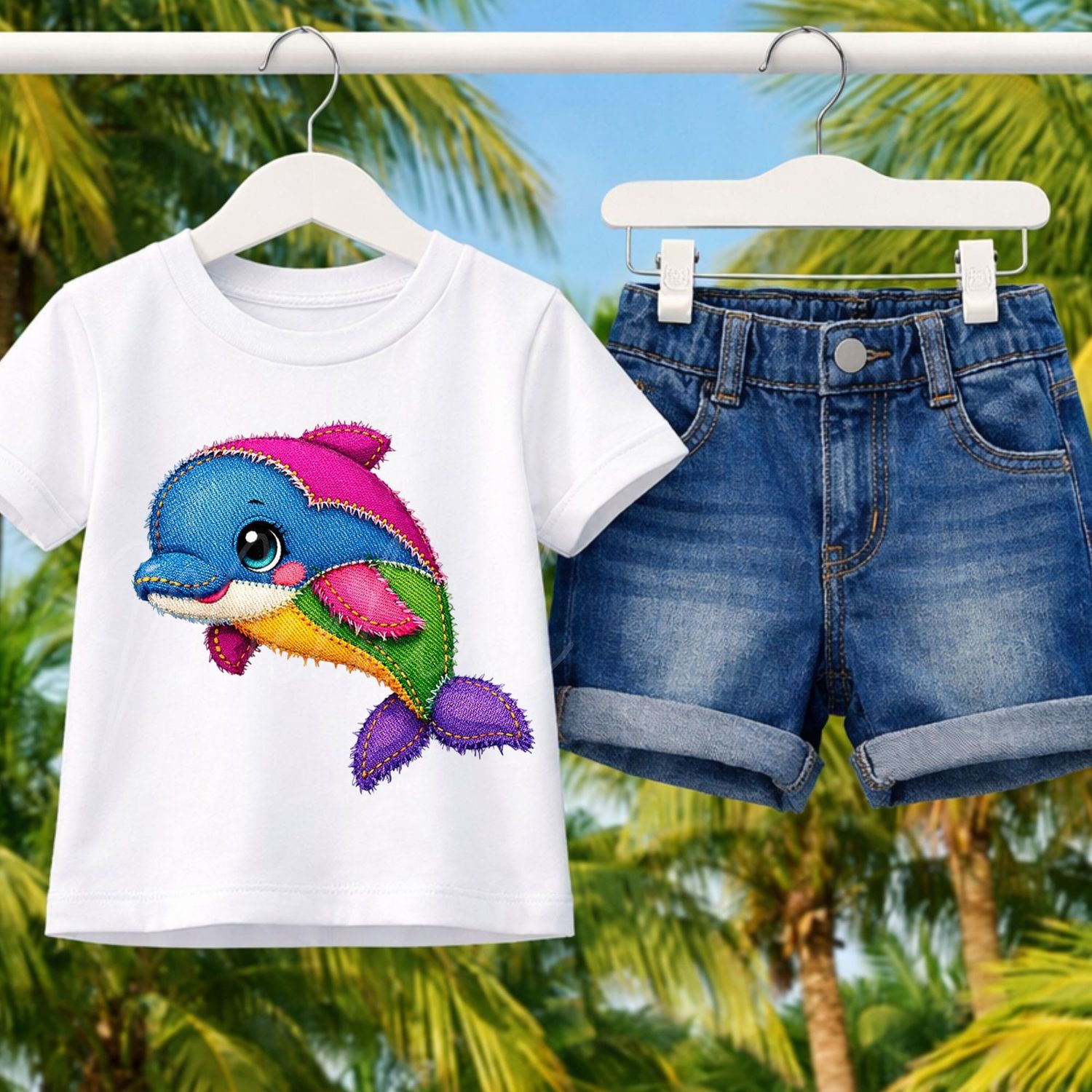 Dolphin 1 Denim Effect DTF or UVDTF Decal