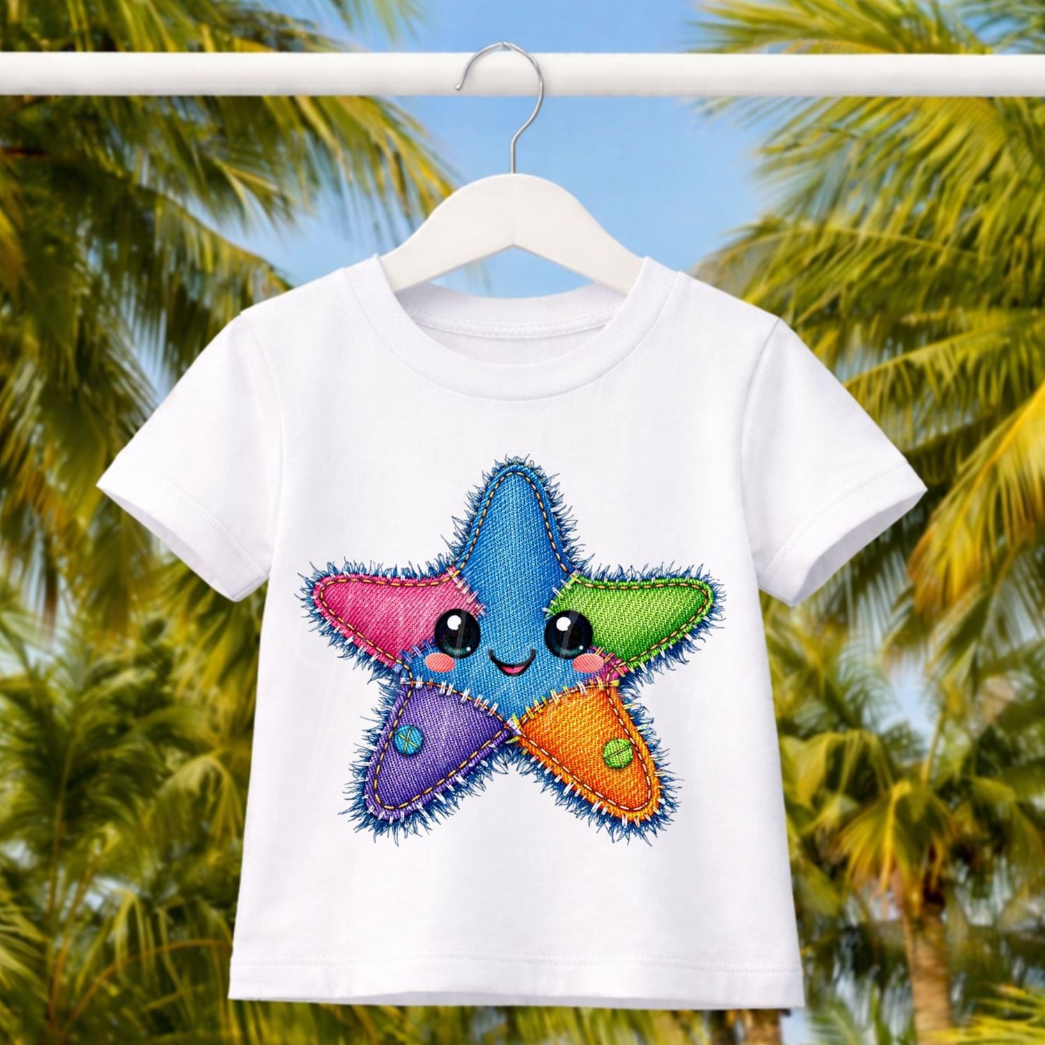 Star Fish 1 Denim Effect DTF or UVDTF Decal