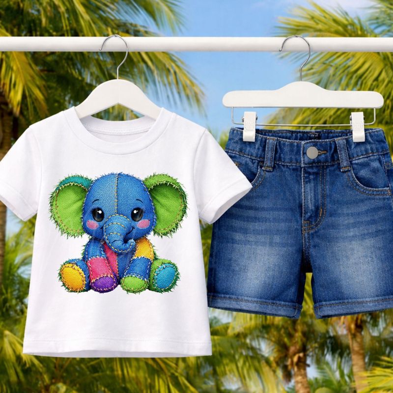 Elephant 3 Denim Effect DTF or UVDTF Decal