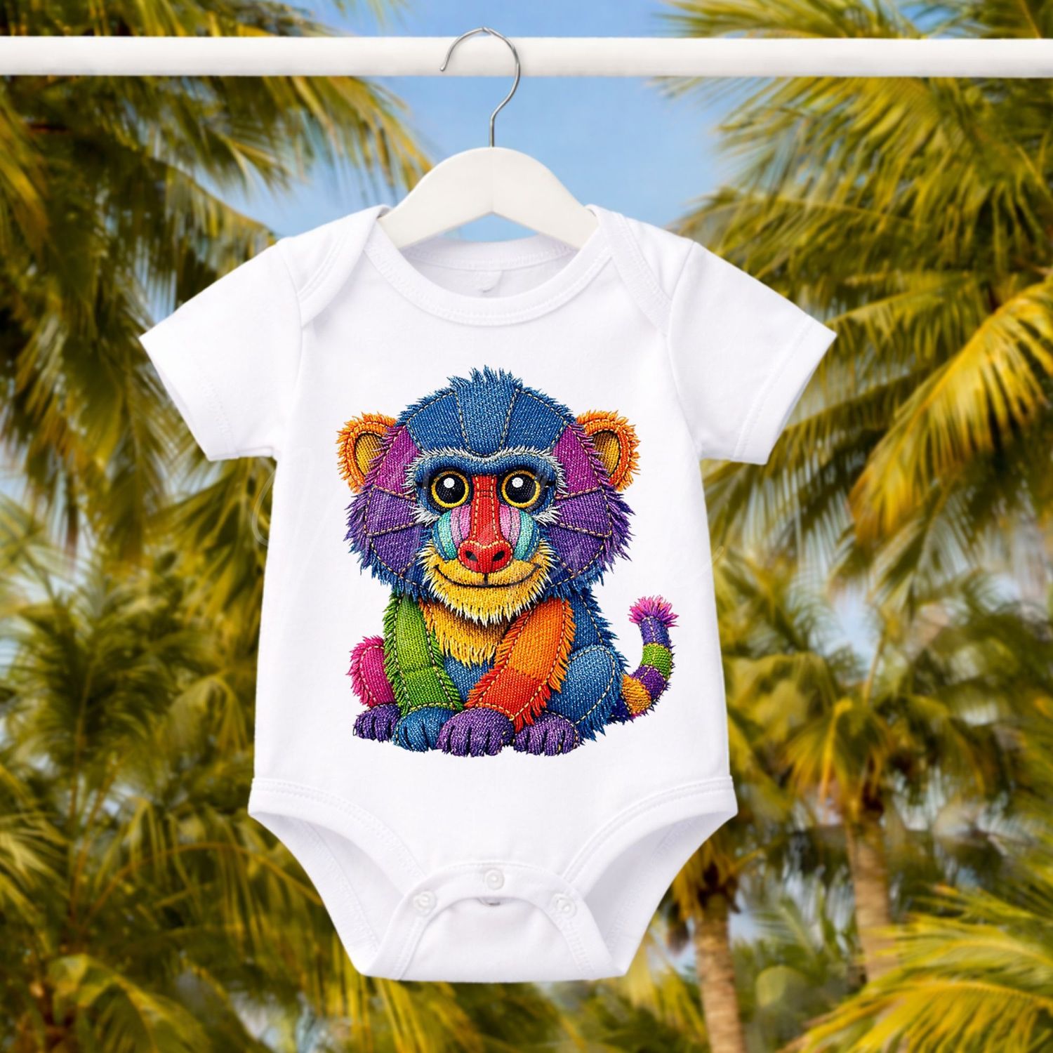 Baboon 2 Denim Effect DTF or UVDTF Decal