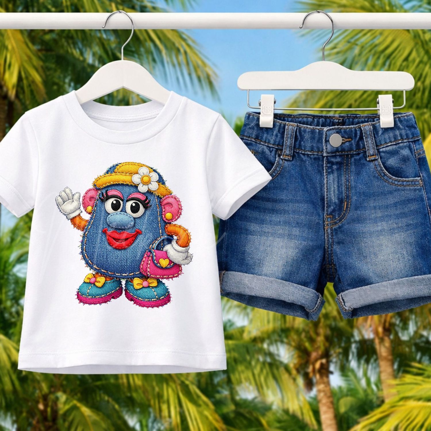 Lady Potato Denim Effect DTF or UVDTF Decal