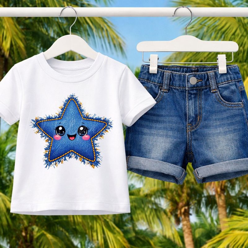 Star 2 Denim Effect DTF or UVDTF Decal