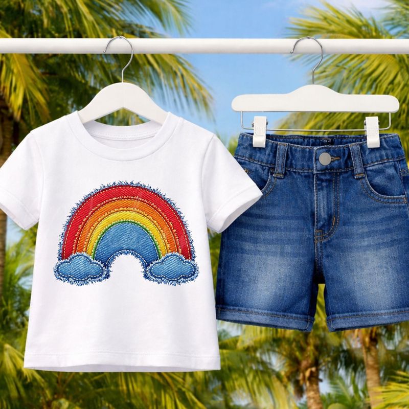 Rainbow 1 Denim Effect DTF or UVDTF Decal