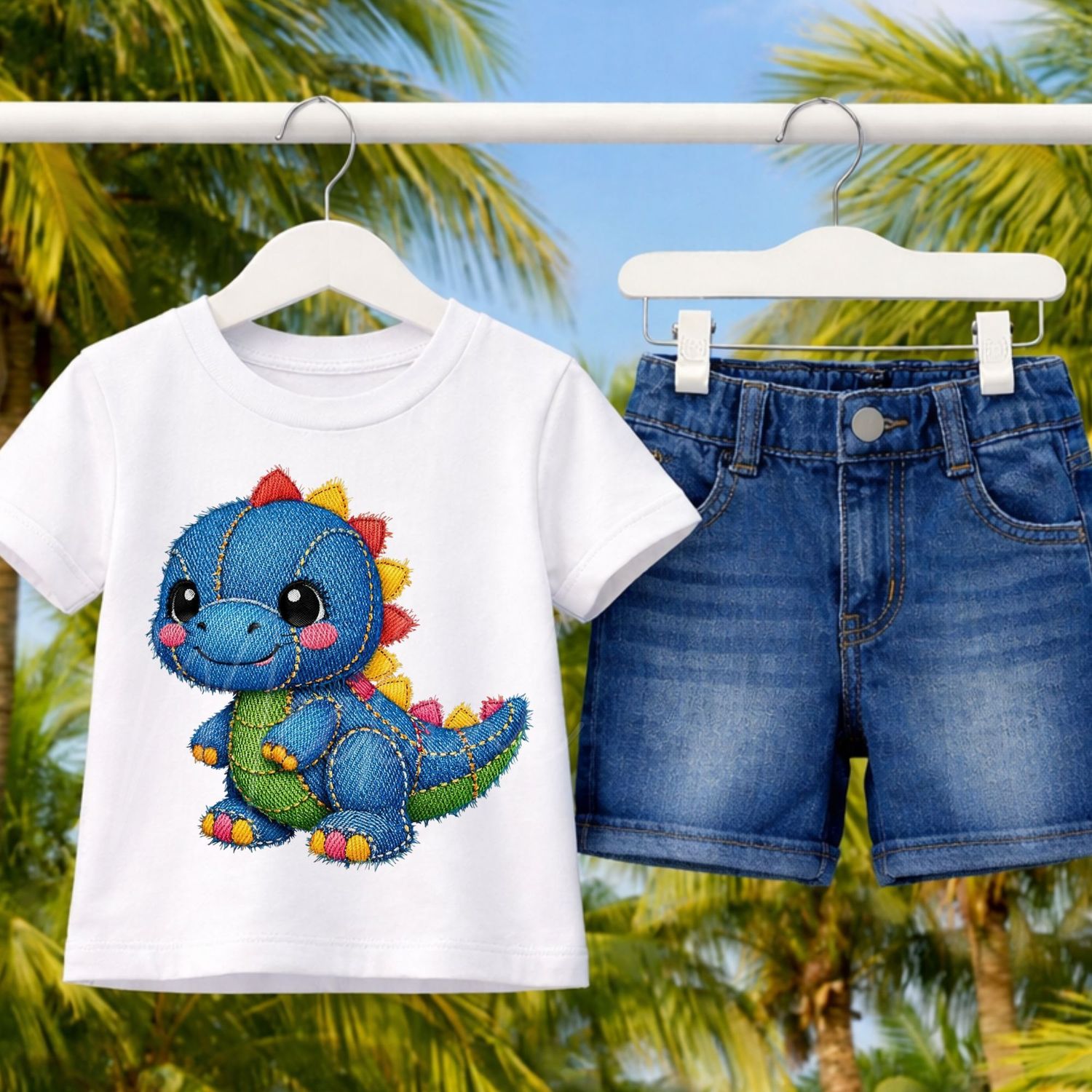 Dino 4 Denim Effect DTF or UVDTF Decal