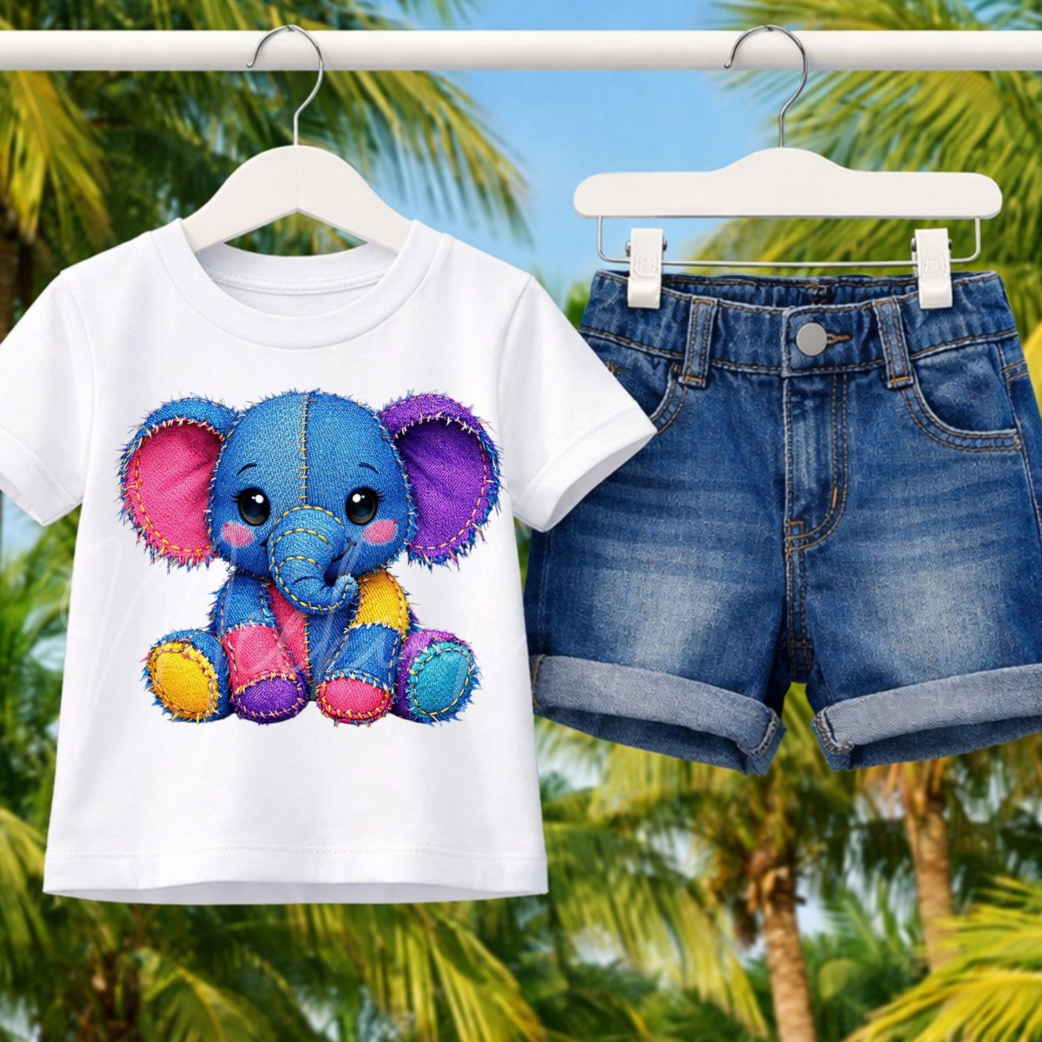 Elephant 2 Denim Effect DTF or UVDTF Decal