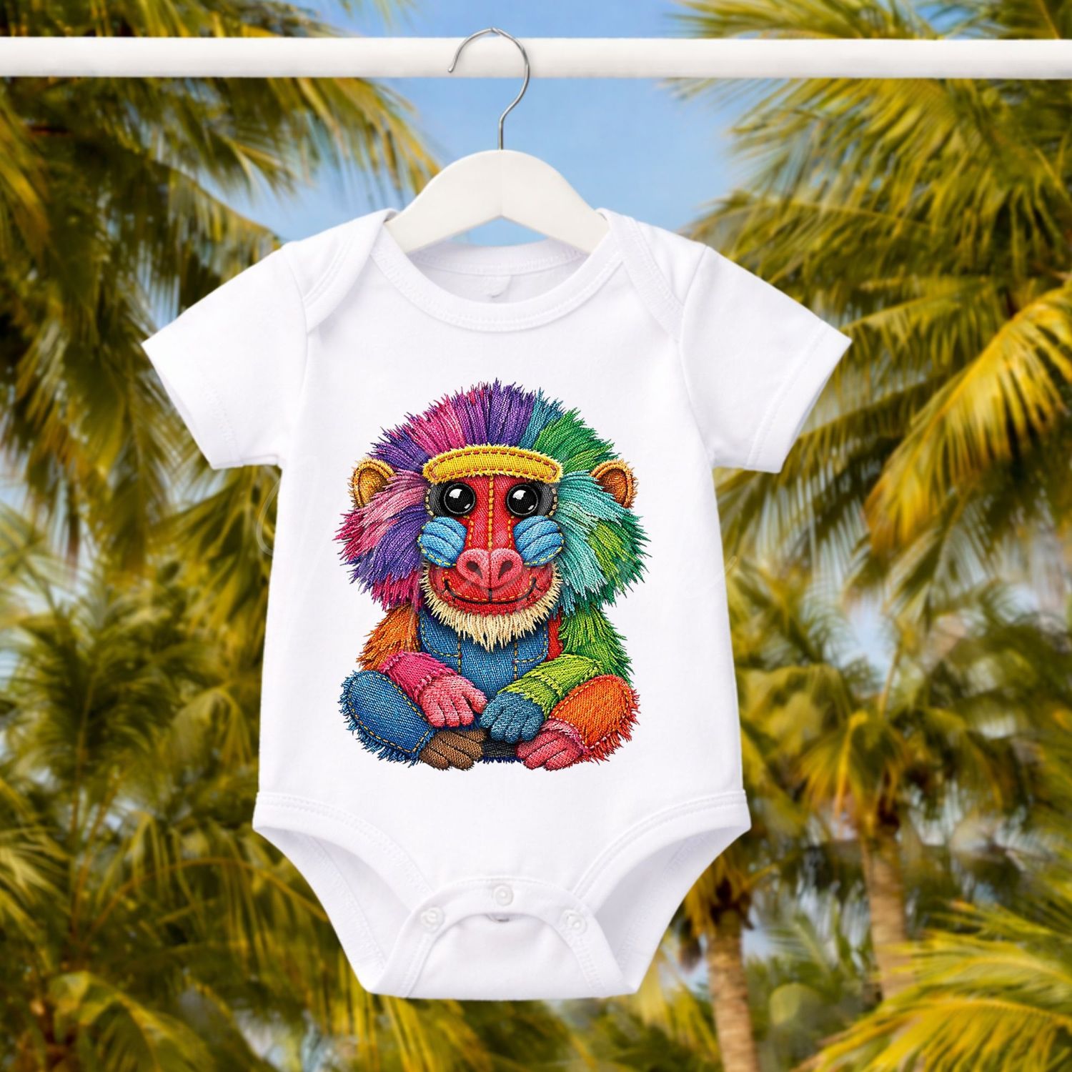 Baboon 3 Denim Effect DTF or UVDTF Decal