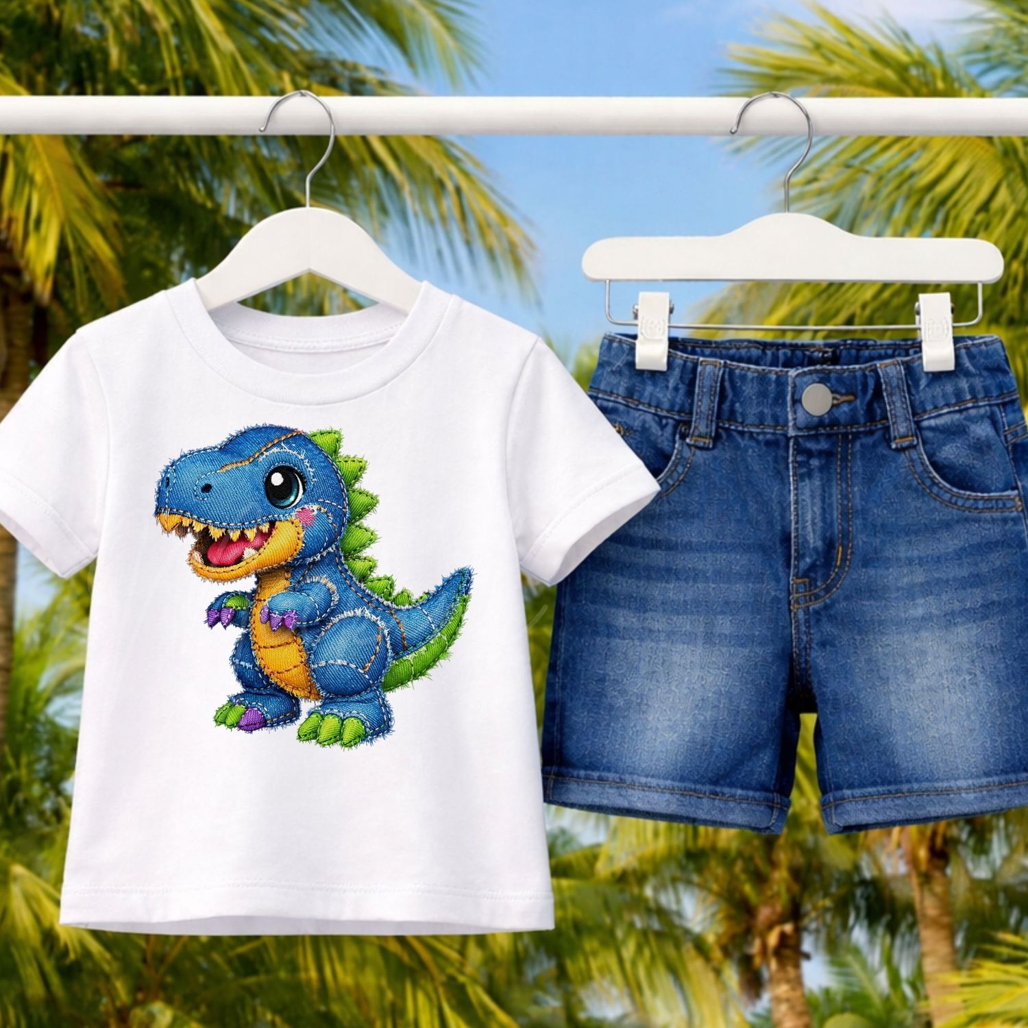 T Rex Denim Effect DTF or UVDTF Decal