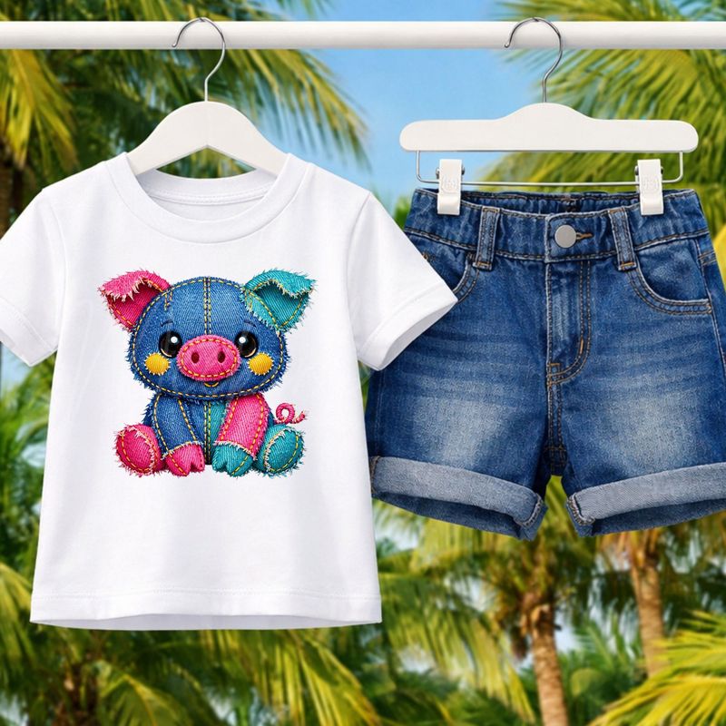 Piggy Denim Effect DTF or UVDTF Decal