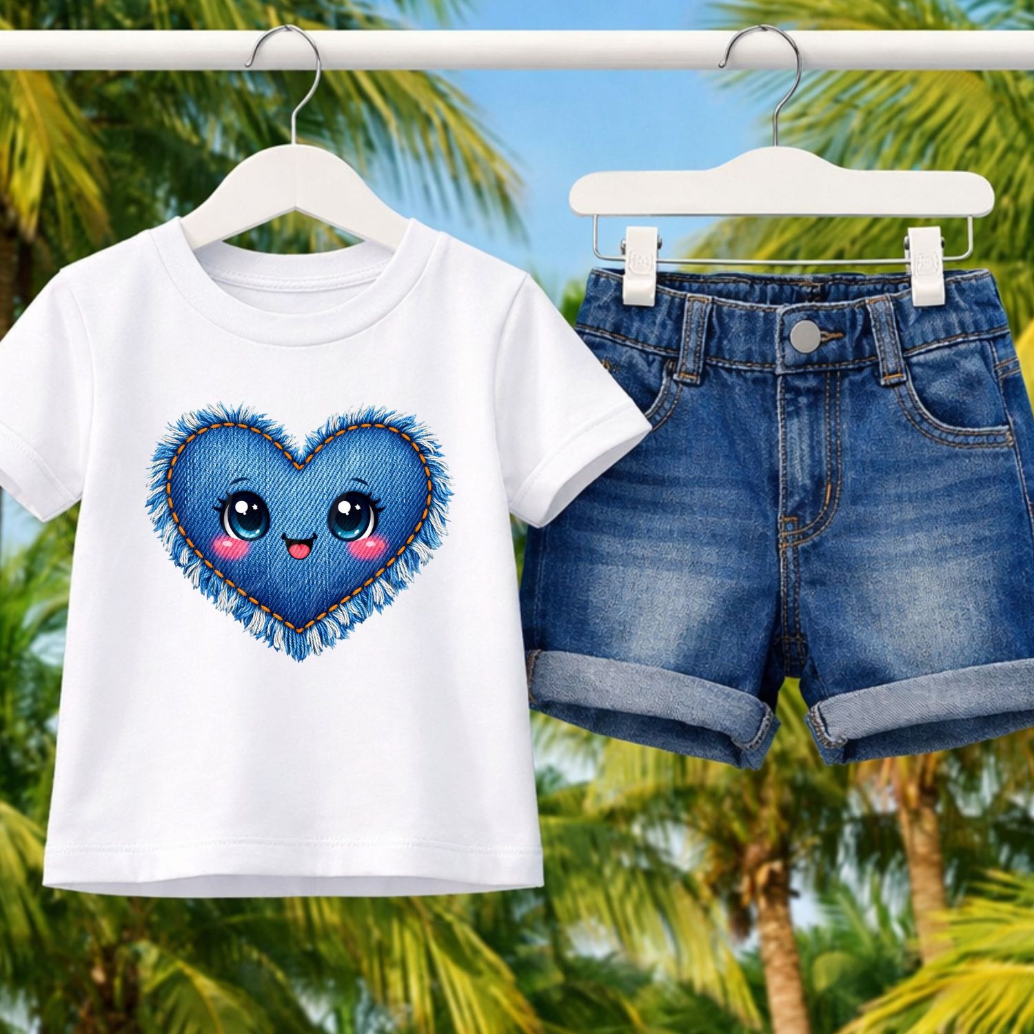 Heart 2 Denim Effect DTF or UVDTF Decal