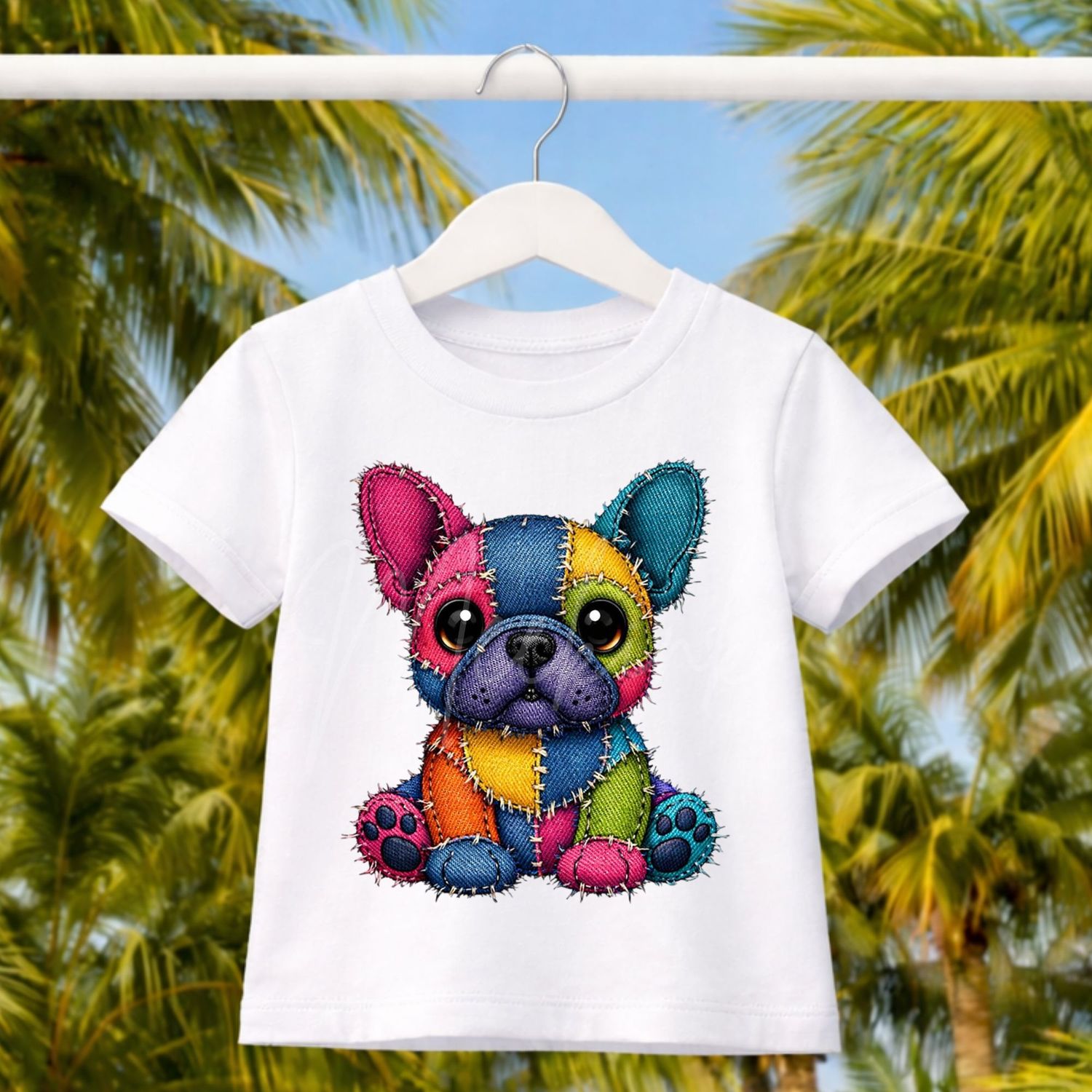 French Bull Dog Denim Effect DTF or UVDTF Decal