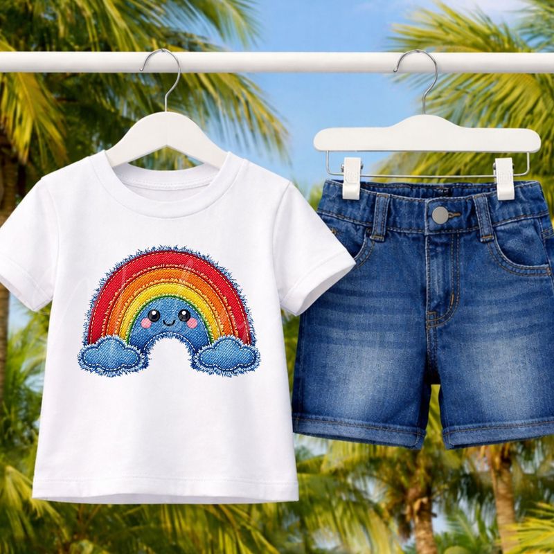 Rainbow 2 Denim Effect DTF or UVDTF Decal