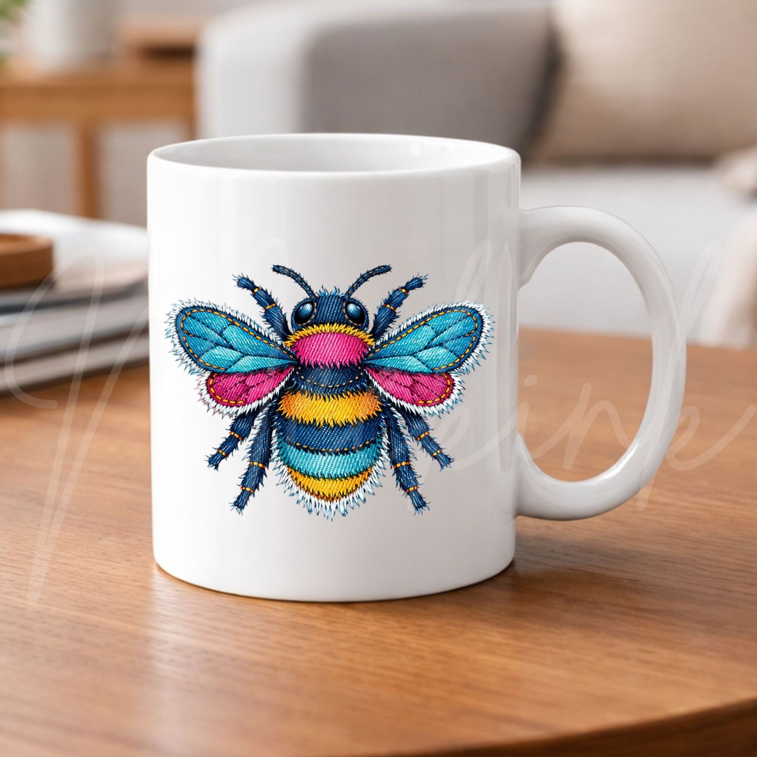 Denim Bee 8cm UVDTF Decal