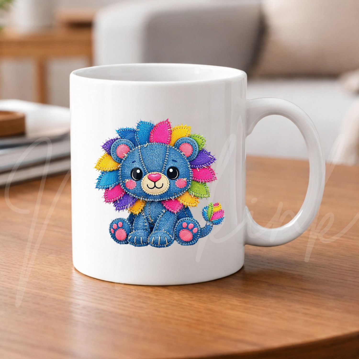 Denim Effect Lion 8cm UVDTF Decal