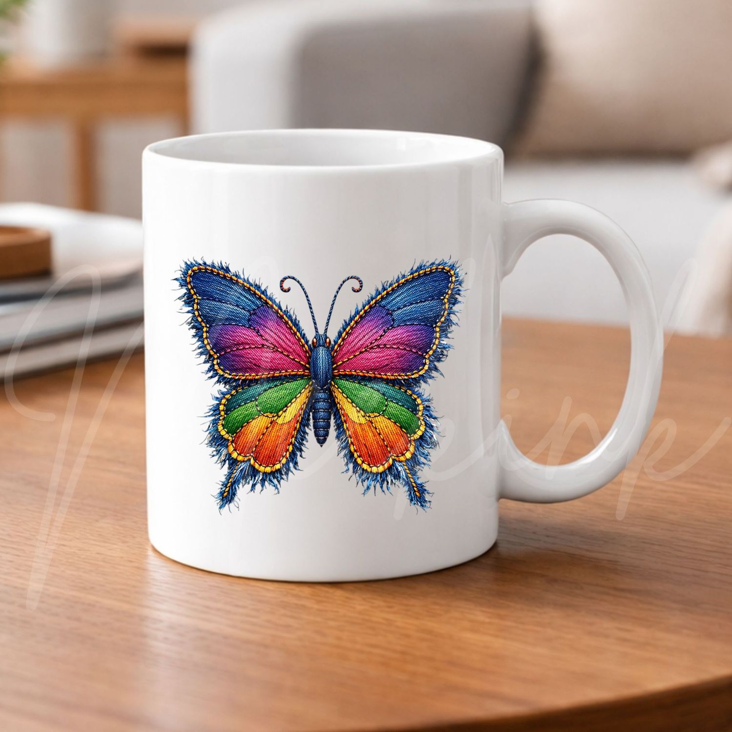 Denim Butterfly 8cm UVDTF Decal